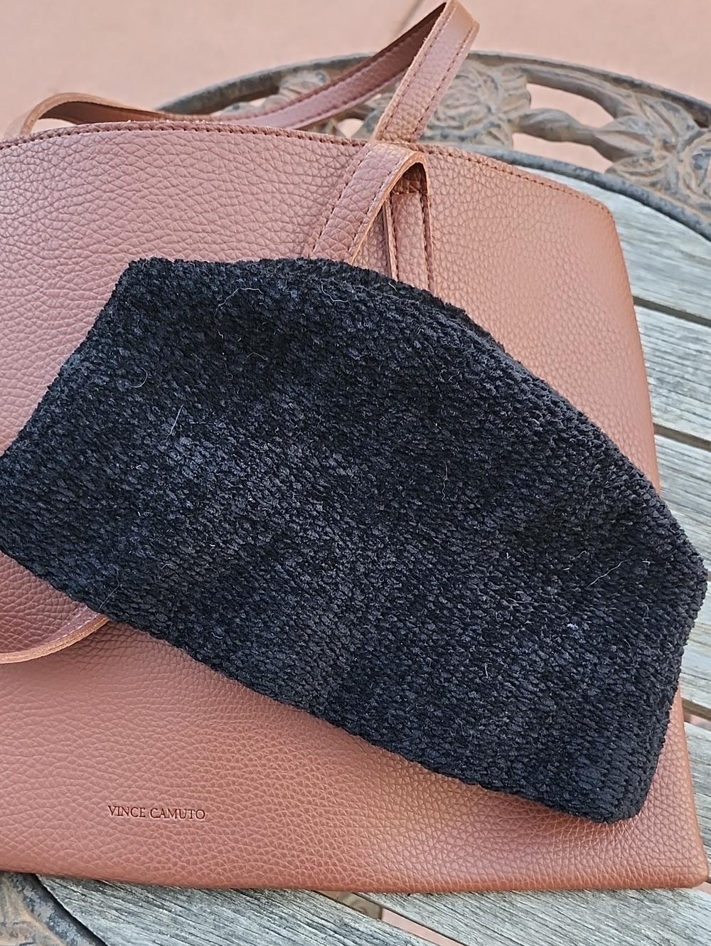 Nordstrom Black Thick Knit Plush Bucket Hat